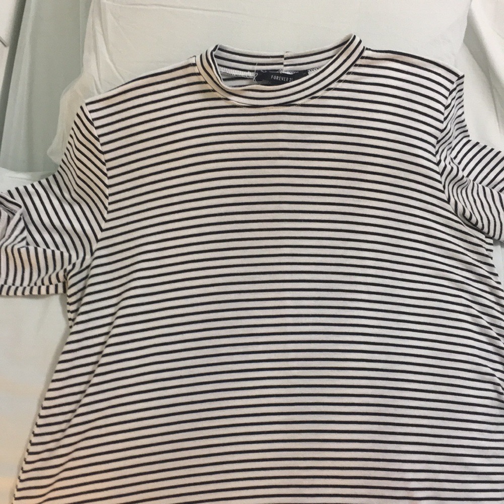 Forever 21 Striped High Neck Top